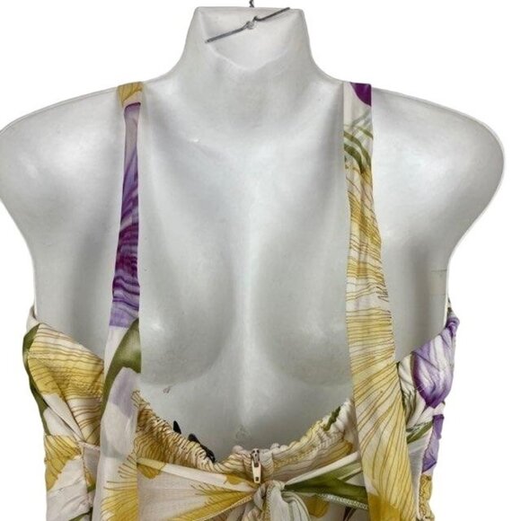 NWT Ruby Rox Juniors 13 Halter Tie Sundress Dress Gold Purple Floral Backless - Picture 5 of 13
